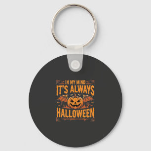 Always Halloween Pumpkin Bat Vector Design_1 Keychain