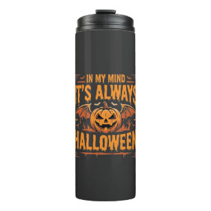 Always Halloween Pumpkin Bat Vector Design_1 Thermal Tumbler