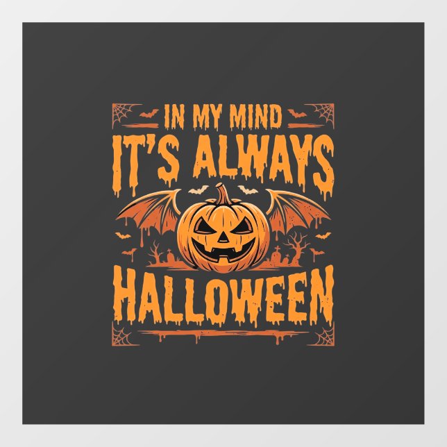 Always Halloween Pumpkin Bat Vector Design_1 Window Cling (Sheet)