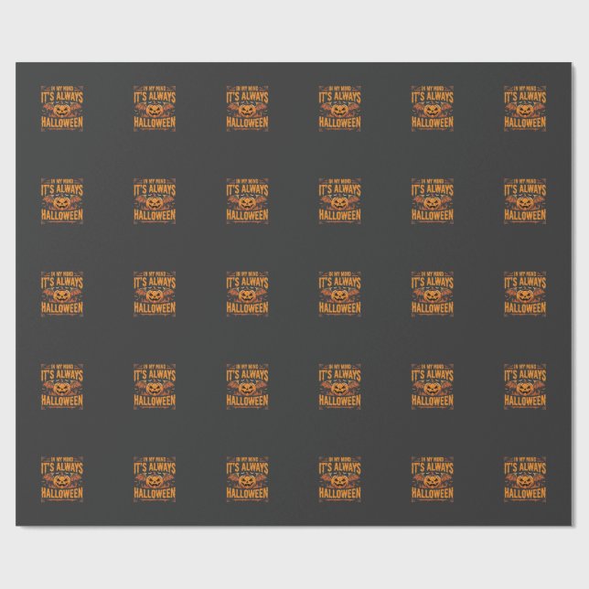 Always Halloween Pumpkin Bat Vector Design_1 Wrapping Paper (Flat)
