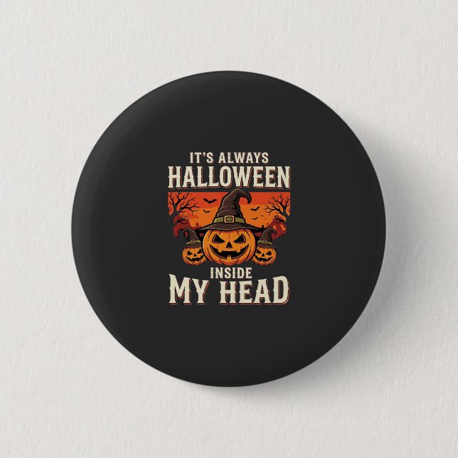 Always Halloween Pumpkin Witch Design_1 2 Inch Round Button (Front)