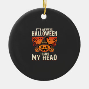 Always Halloween Pumpkin Witch Design_1 Ceramic Ornament