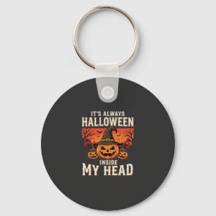 Always Halloween Pumpkin Witch Design_1 Keychain