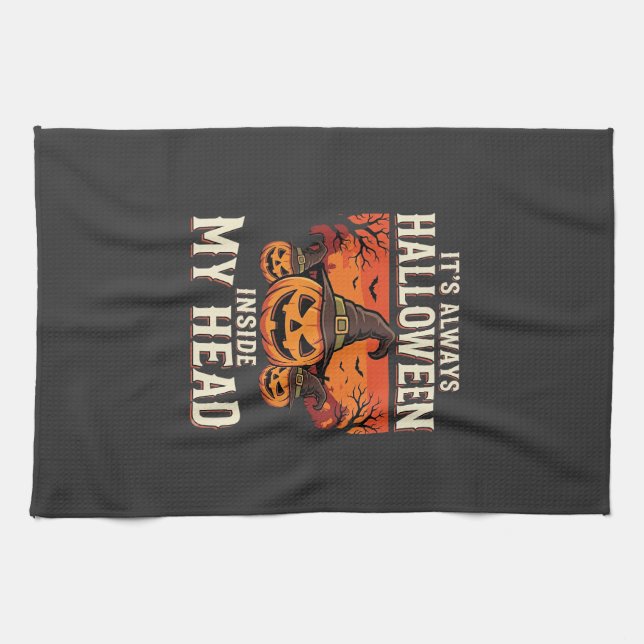 Always Halloween Pumpkin Witch Design_1 Kitchen Towel (Horizontal)