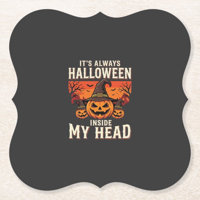 Always Halloween Pumpkin Witch Design_1 Paper Coaster (Front)