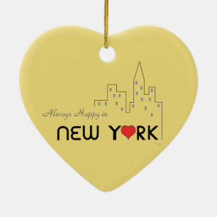 Always Happy in New York Ceramic Ornament