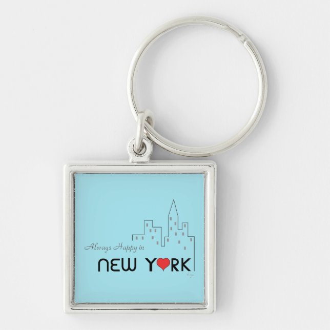 Always Happy in New York Keychain (Front)