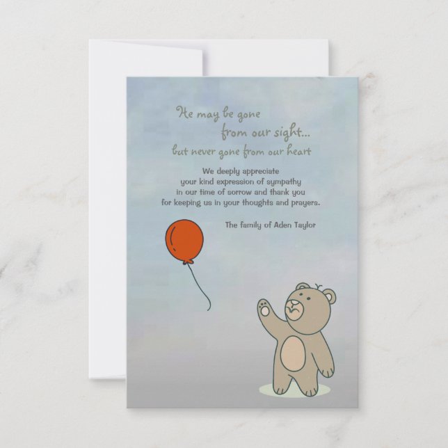 Always in our Heart Bereavement Thank You Card (Front)