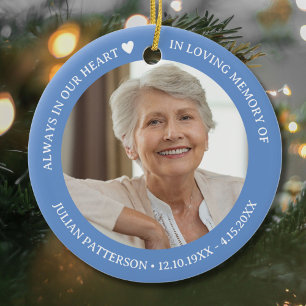 Always in Our Heart Funeral Memorial Photo  Ceramic Ornament