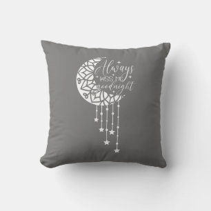 Always Kiss Me Goodnight Moon Mandala Stars Throw Pillow