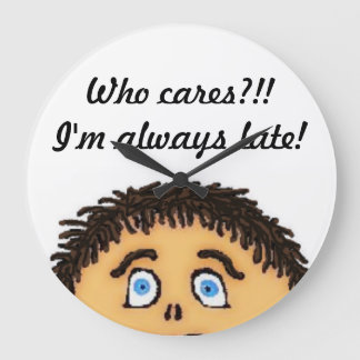 Always Late Child Cartoon Large Clock