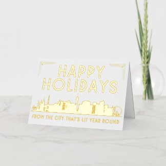 ALWAYS LIT Vegas Happy Holidays Greeting Card 