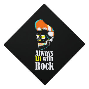 Always lit with rock graduation cap topper