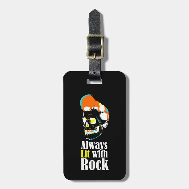 Always lit with rock luggage tag (Front Vertical)
