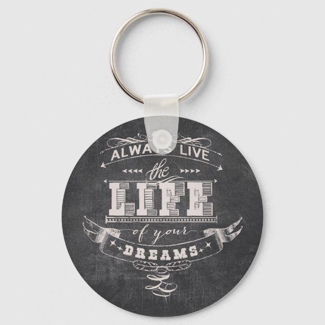 Always Live the Life of Your Dreams Grunge Keychain (Front)