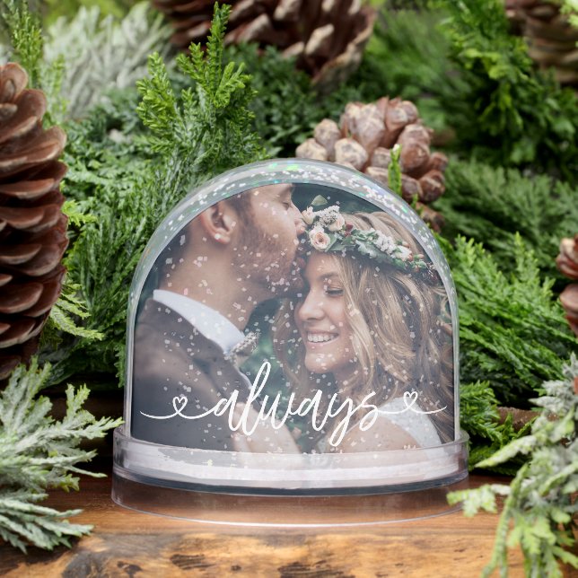 Always Love Hearts Valentines Personalized Photo Snowglobe (Winter)