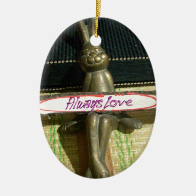 Always Love Inspirational Rabbit Art Print Design Ceramic Ornament (Front)