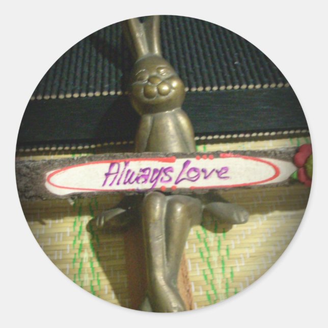 Always Love Inspirational Rabbit Art Print Design Classic Round Sticker (Front)