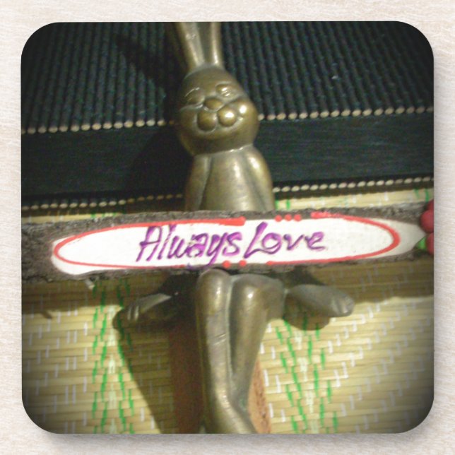 Always Love Inspirational Rabbit Art Print Design Coaster (Front)