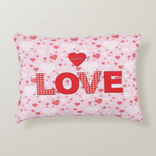 Always LOVE with Red Hearts Valentine's Birthday Accent Pillow