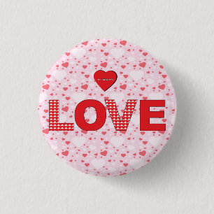 Always LOVE with Red Hearts Valentine's Cute 1 Inch Round Button