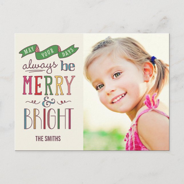 Always Merry Holiday Photo Card Postcard (Front)