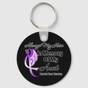Always My Hero In Memory Aunt - Pancreatic Cancer Keychain