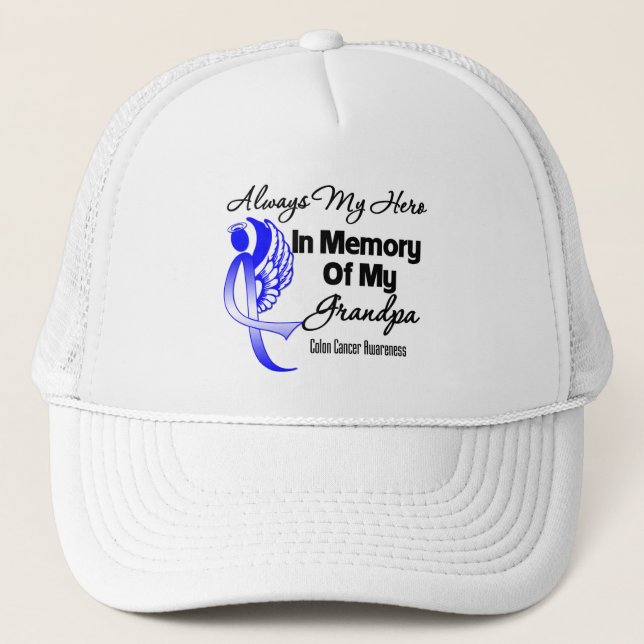 Always My Hero In Memory Grandpa - Colon Cancer Trucker Hat (Front)