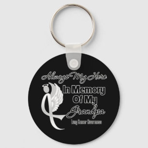Always My Hero In Memory Grandpa - Lung Cancer Keychain