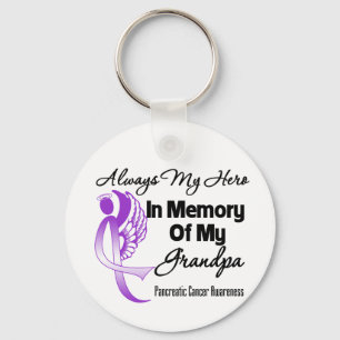 Always My Hero In Memory Grandpa - Pancreatic Canc Keychain