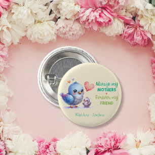 Always my Mother - Bird Mum & Baby  1 Inch Round Button