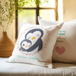 Always my Mother - Penguin Mum Baby Throw Pillow