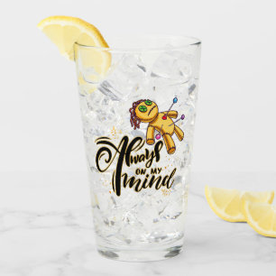 Always on My Mind Funny Halloween Voodoo Doll Glass