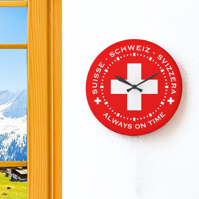 Always on Time Swiss Flag Switzerland Wall Clock (Creator Uploaded)