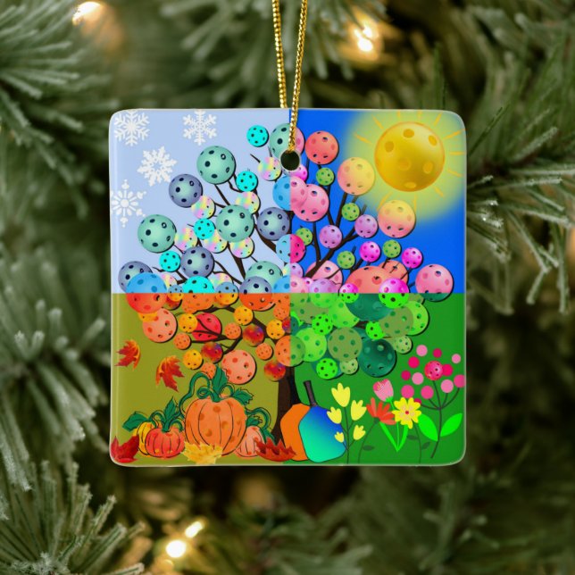 Always Pickleball Season Winter Spring Summer Fall Ceramic Ornament (Tree)