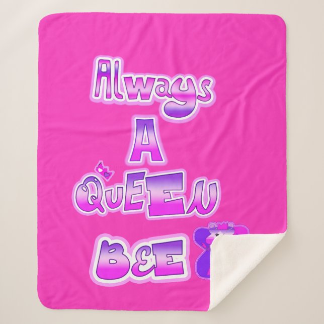 Always queen bee hot pink sherpa blanket (Front)
