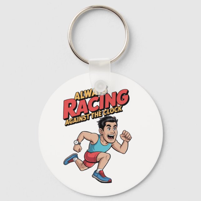 "Always Racing Against theClock" Keychain (Front)