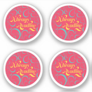 Always Reading   Bright Pink Blue Yellow & Swirls