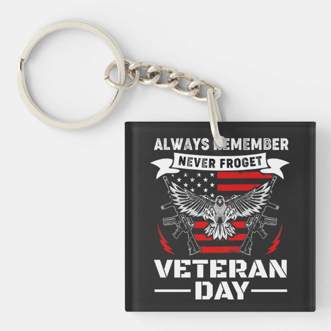 Always Remember Never Forget Veteran Day Keychain (Front)