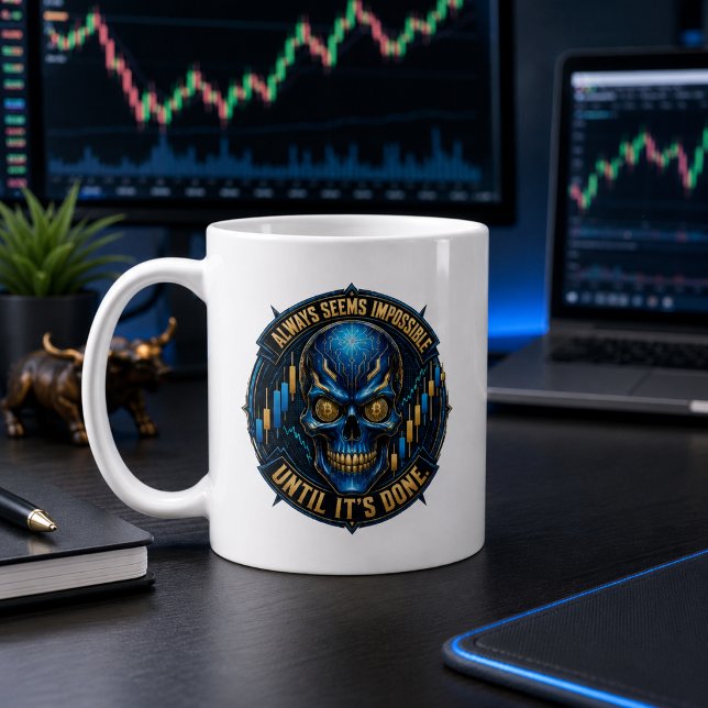 Always Seems Impossible Until It’s Done Bitcoin  Coffee Mug (Product image shown for illustration purposes only.)