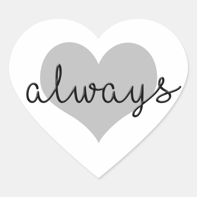 always simple modern heart black white heart sticker (Front)