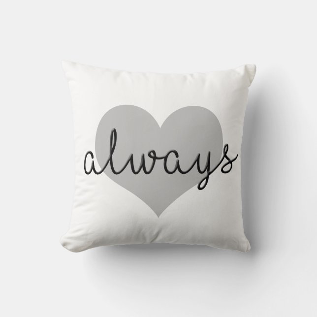 always simple modern heart black white throw pillow (Front)