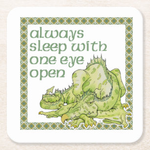 Always sleep with one eye open square paper coaster