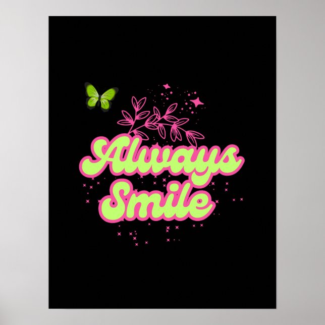 Always Smile – Positive Quote Wall Art (Front)