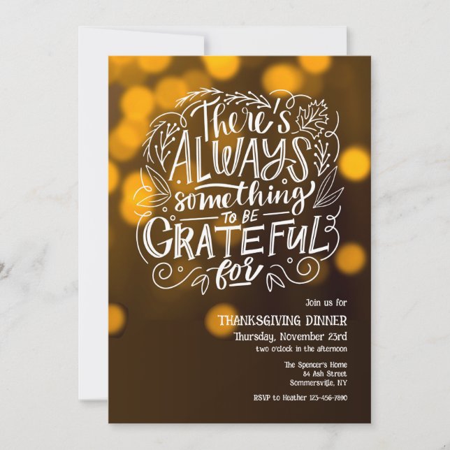 Always Something To Be Grateful For Thanksgiving  Invitation (Front)