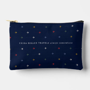 'Always Somewhere' Custom Name Airplane Travel Accessory Pouch