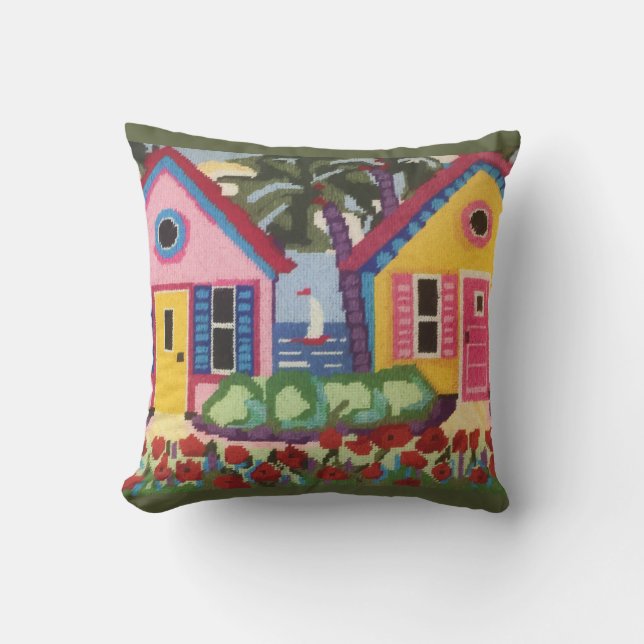 ALWAYS SUMMER CHARM TROPICS COLORFUL THROW PILLOW (Front)