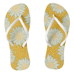 Always sunflowers yellow flip flops