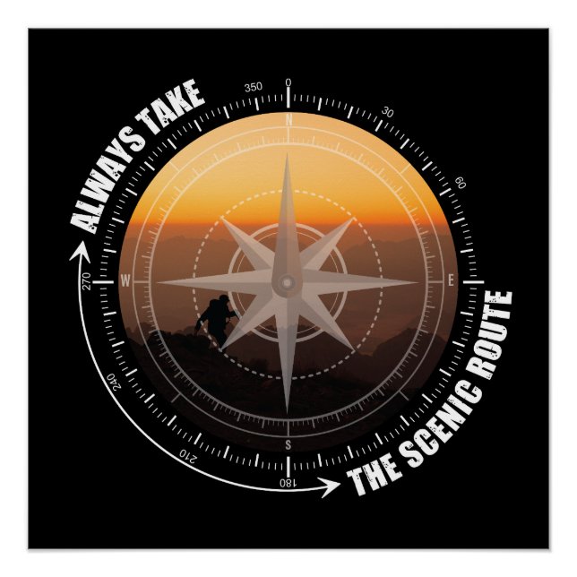 Always Take The Scenic Route Hiking Lovers  Poster (Front)