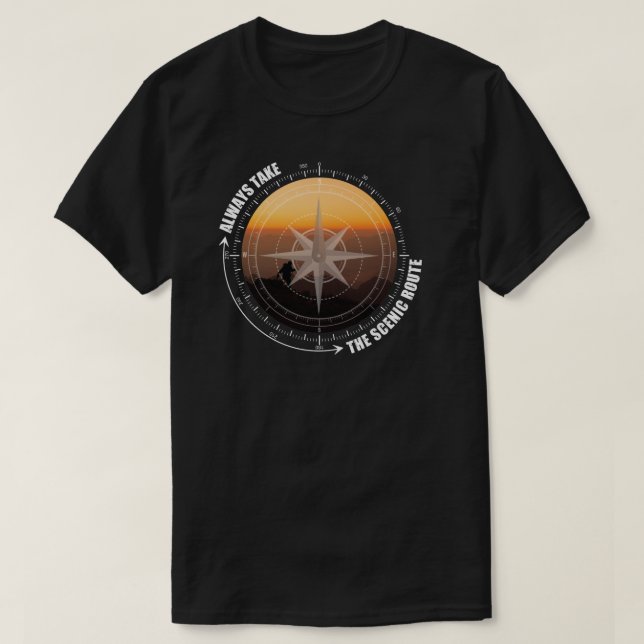 Always Take The Scenic Route Hiking Lovers  T-Shirt (Design Front)